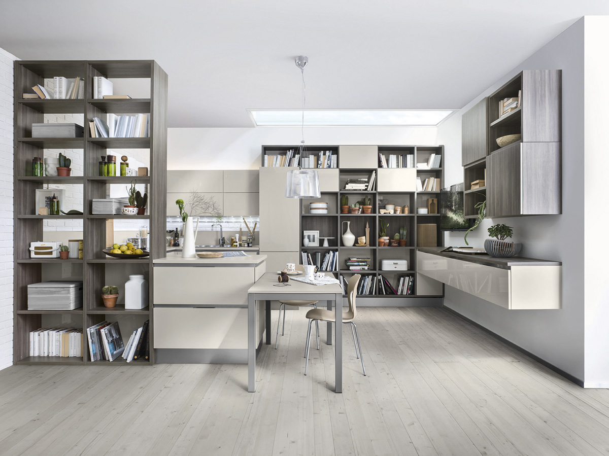 ©Varianti per Veneta Cucine #Living CEDRO SCURO e BEIGE ARENA.