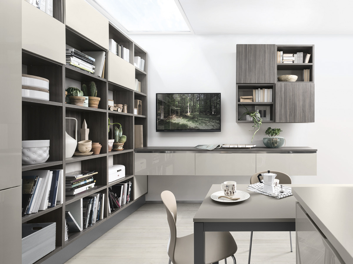 ©Varianti per Veneta Cucine #Living CEDRO SCURO e BEIGE ARENA.