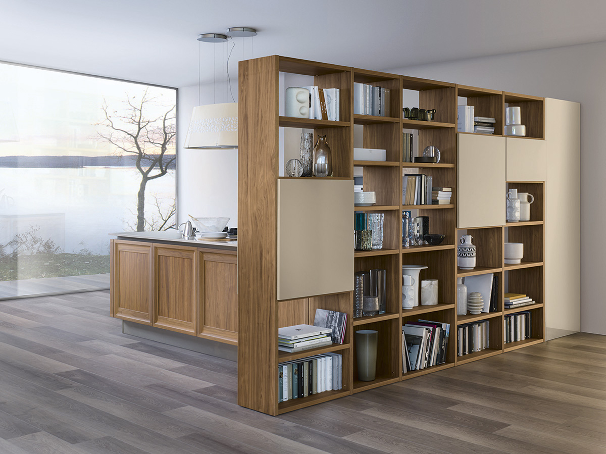 ©Varianti per Veneta Cucine #Living NOCE CANALETTO e BEIGE ECRU 