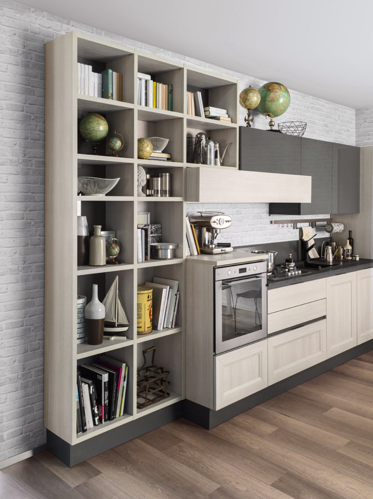 ©Varianti per Veneta Cucine #Living MARRONE VISONE e GRIGIO CORDA