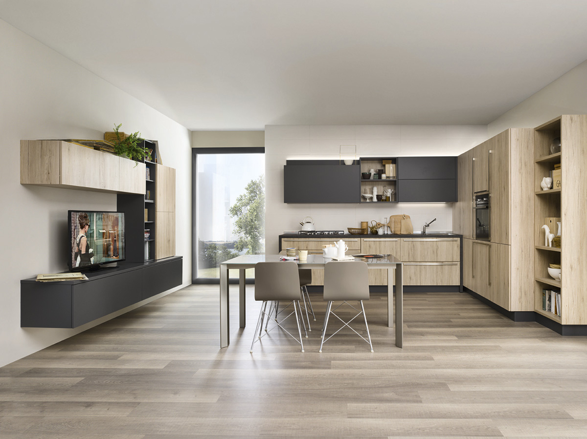 ©Varianti per Veneta Cucine #Living ROVERE MEDIO e ARDESIA 