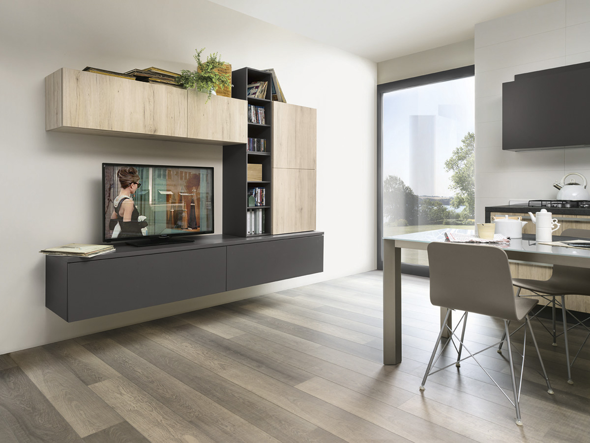 ©Varianti per Veneta Cucine #Living ROVERE MEDIO e ARDESIA 